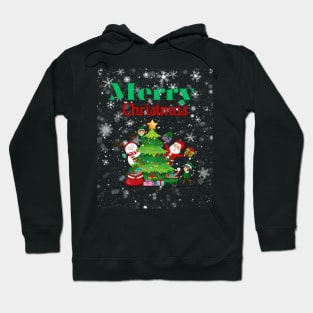 Merry Christmas, Santa, Elf, Snowman Design Hoodie